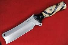 Busse Custom Tac Cleaver .22” Satin Blade, Black G10 G-rexed Clam Shell Handle