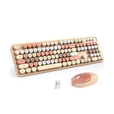 MOFII Wireless Keyboard and Mouse Combo,2.4GHz Retro Full-Size Keyboard with ...