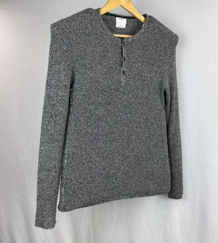 DKNY Sweater Men's Small Henley Neck Gray Trendy D