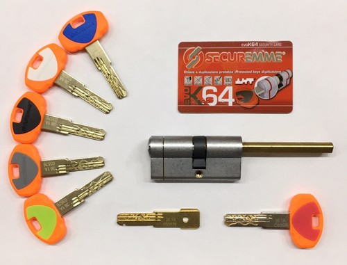 Cilindro Europeo Securemme Chiave-Codolo Rasato Evo K64 - 5 Chiavi + C. Cantiere