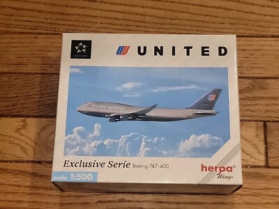 Herpa Wings United Airlines BOEING 747-400 Exclusive Serie #511520 1:500 MIB New