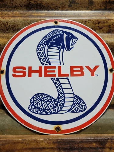 VINTAGE SHELBY PORCELAIN SIGN OLD AC COBRA SPORT CAR FORD V8 ENGINE ENGLAND UK