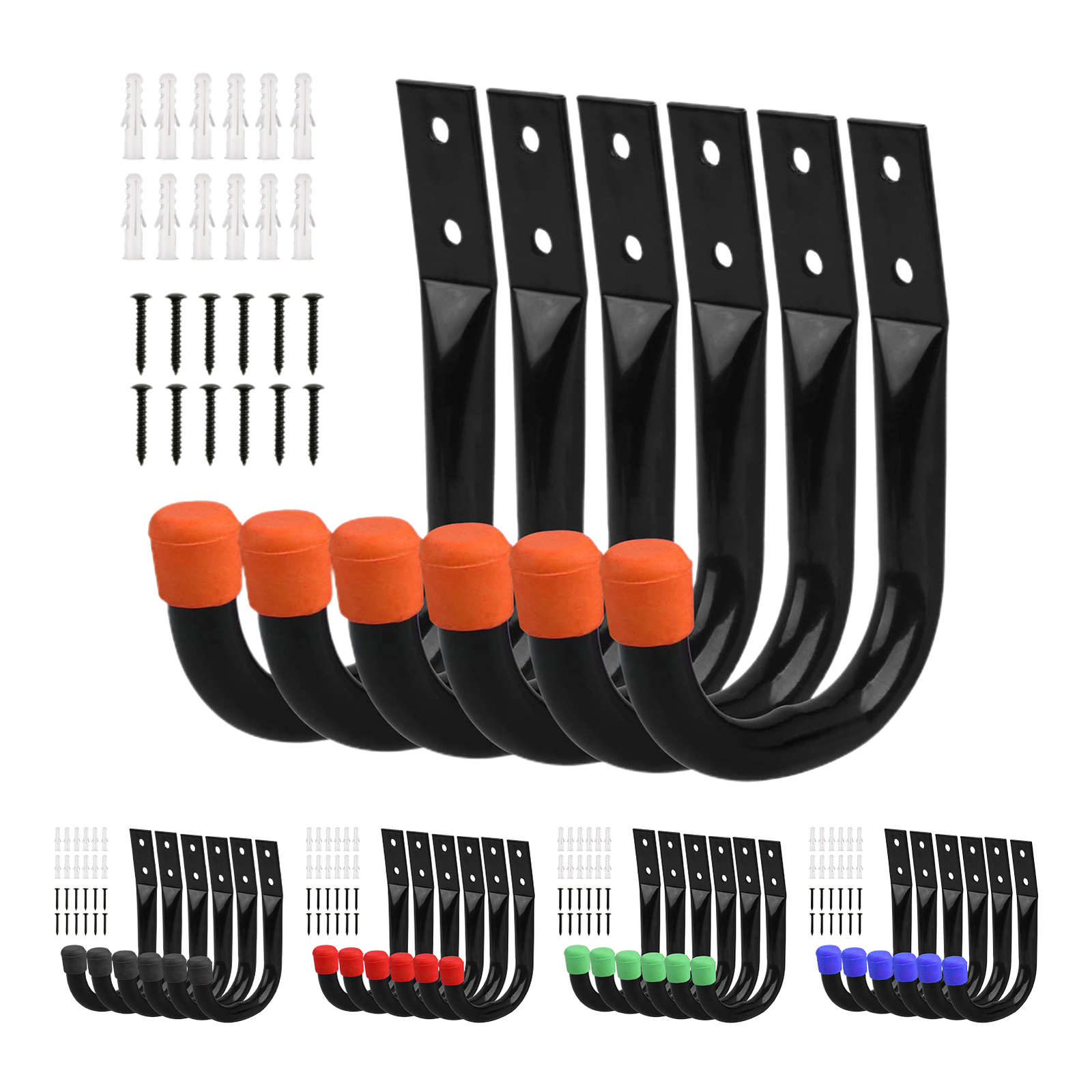 6PCS/Set Heavy Duty J Hooks Garage Storage Hooks Tool Hangers Bike Hanger Hook