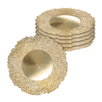 Kunststoff Teller gold 33cm - 6er Set - Deko Kerzen Geschenk Tablett Schale rund