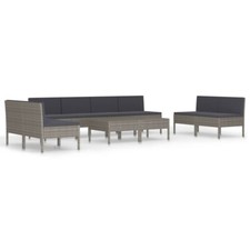 Salon De Jardin En Résine Ensemble Canapé Banquette Fauteuil Table Repose Pieds