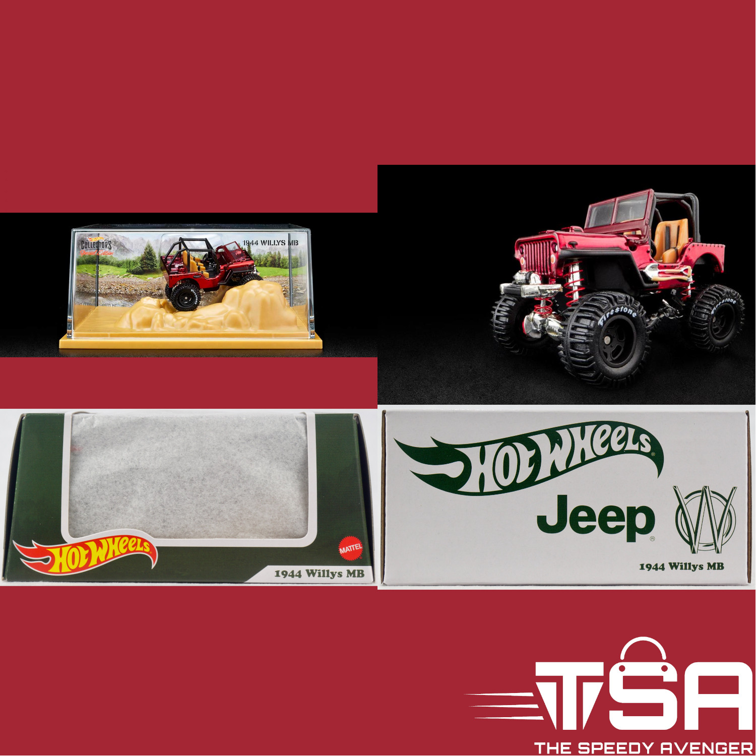 Hot Wheels Willys MB Jeep - Red (GXJ27)