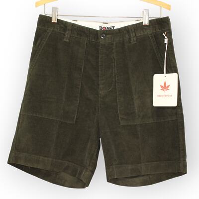 BOAST USA Mens 30 Patch Pocket Corduroy Short Olive Green NWT 7''Inseam FREE SHIP