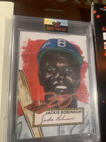 Jackie Robinson Topps Project 2020 #42 by Blake Jamieson Red Artist AUTO 77/99