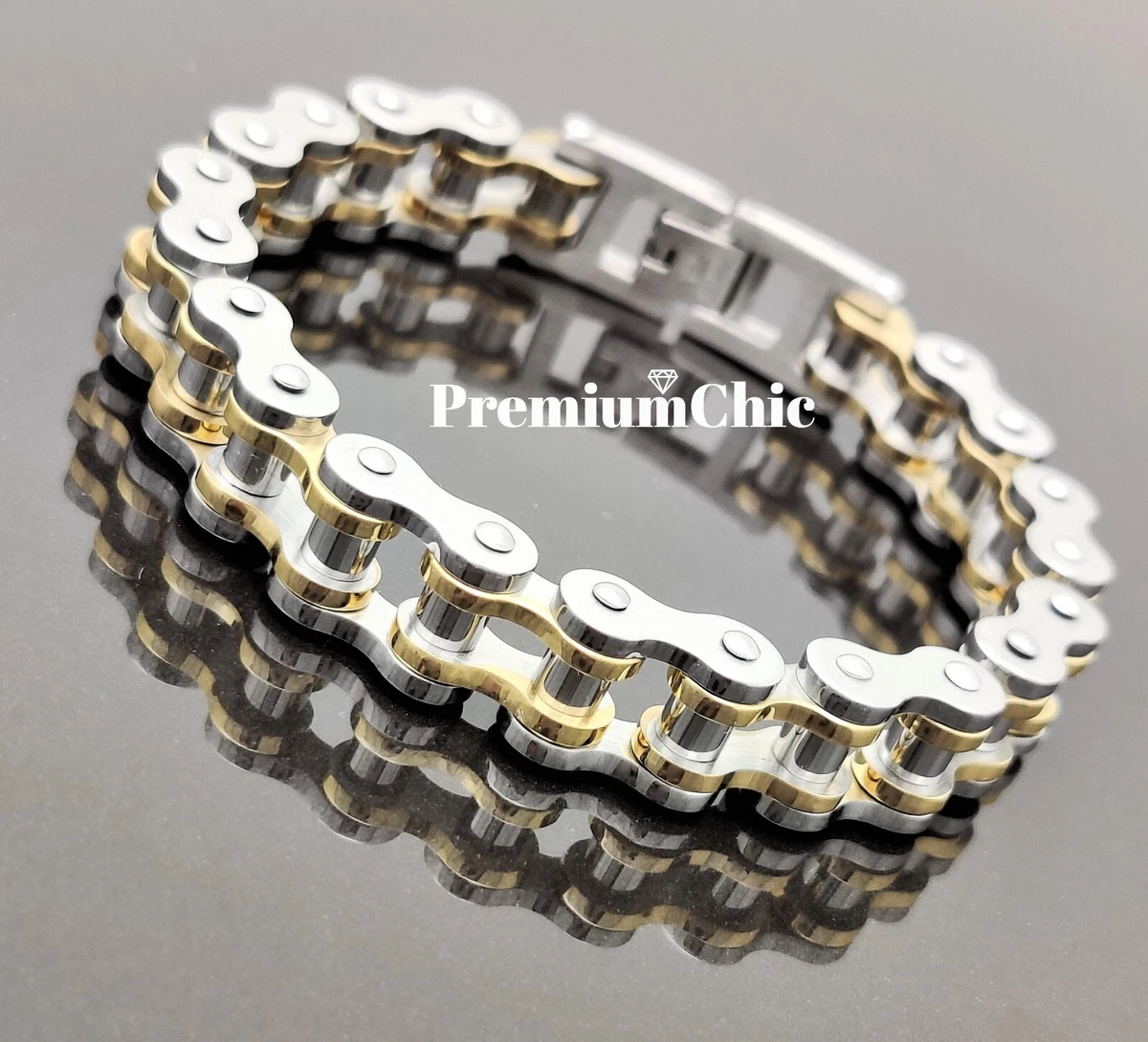 Solid gold bike chain bracelet sale