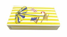 The Joy of Light Designer Matches Beach Scene Yellow Stripe UV Coated Embosse...