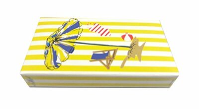 The Joy of Light Designer Matches Beach Scene Yellow Stripe UV Coated Embosse...
