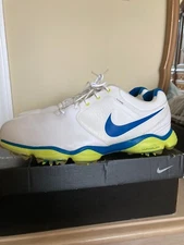 Nike McIlroy Lunar Control II Golf Shoes 552073-128 11 Wide White/Blue/Volt