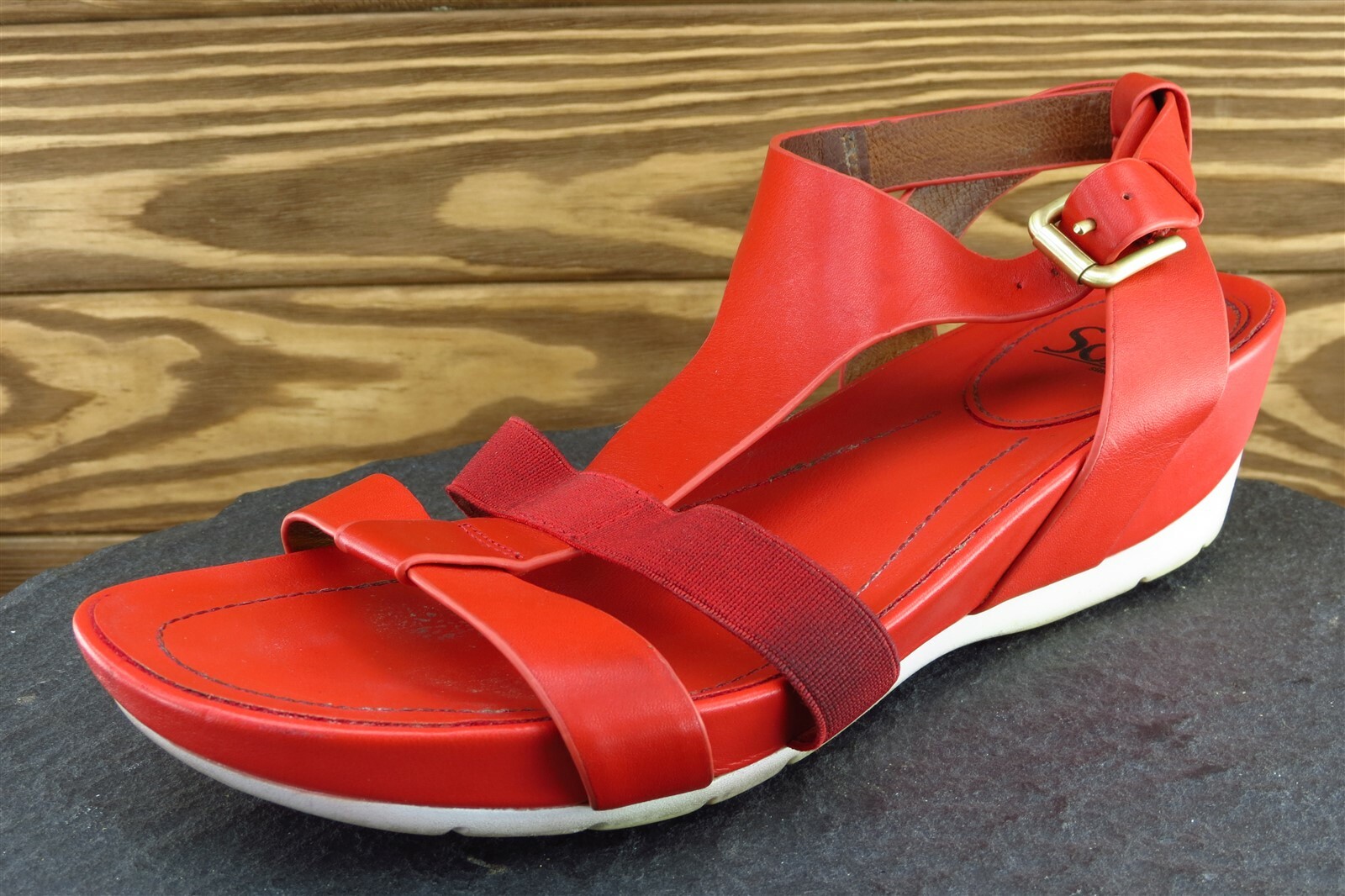 Sofft Sz 9.5 M Red Gladiator Leather Women Sandals | eBay