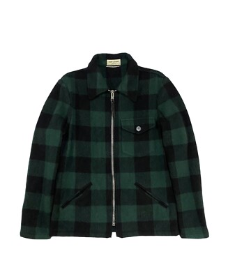 Saint Laurent Paris FW13 “Dead rat” Green Plaid Jacket Size