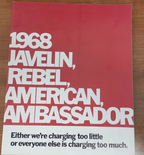1968 AMC Rambler Javelin SST Rebel Ambassador American Sales Brochure book OEM