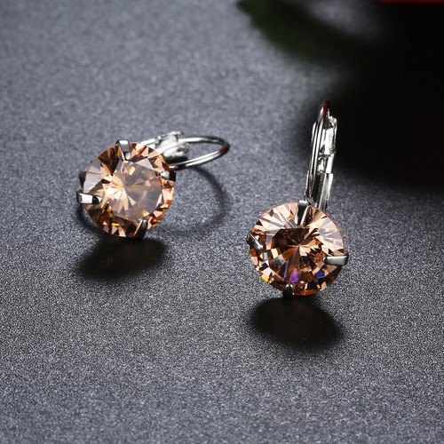 Silver Hoop Earrings Women Anniversary Jewelry Cubic Zirconia Round Hoop earring - Picture 6 of 23