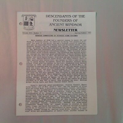 Vtg Spring/Summer 1997 Descendants of the Founders of Ancient Windsor Newsletter