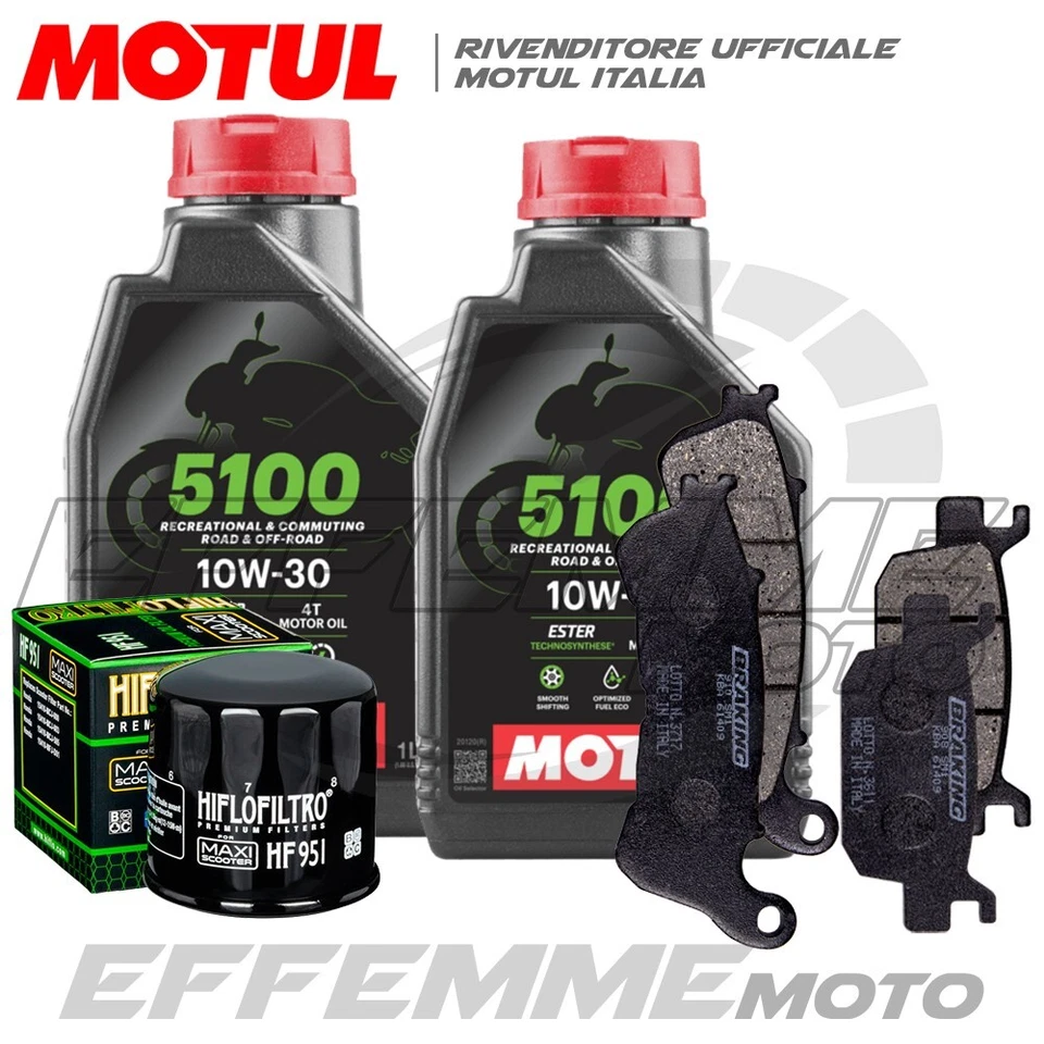 MOTUL + HIFLO + BRAKING Tagliando HONDA Forza 300 2013 2014 2015 2016 2017 (5100 10W30 Filtro Pastiglie)