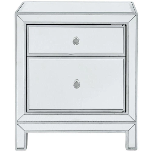 Elegant Decor Reflexion 1 Door Mirrored Nightstand in Antique Silver - Picture 4 of 11
