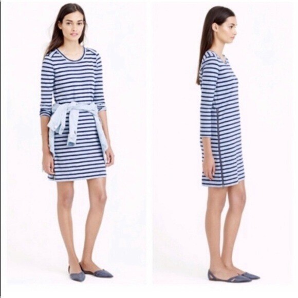 j crew blue and white striped dress For Women Striped Smocked Shirt-dress For Women
