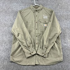 Carhartt Shirt Mens L Brown Button Down Long Sleeve Rugged Flex Relaxed Solid