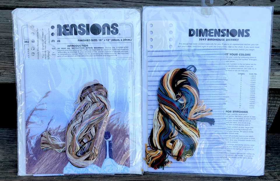 2 NOS Dimensions Birdhouse District Kit & Waiting for Spring Cross Stitch Kits - Image 3 of 3