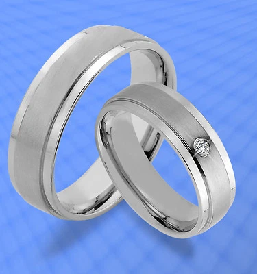 2 Trauringe Eheringe Partnerringe DR. mit Stein GRAVUR GRATIS  JE34-1- - Bild 1 von 2