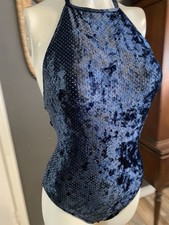 Dancewear, Gymnastic, Leotard Size Medium Size 10 Navy Blue Velvet  Gold Dots