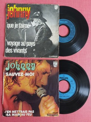 Set 2 VINYLES 45 TURNS JOHNNY HALLYDAY ''Ich liebe dich '' ''Rette mich'' getestet.
