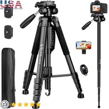 Lightweight Aluminum Tripod Monopod 72in 3-Way Swivel Head For Camera Vloggers