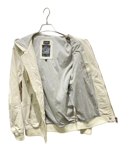 Diesel Processed Hooded Leather Jacket Men's Size S White image 3