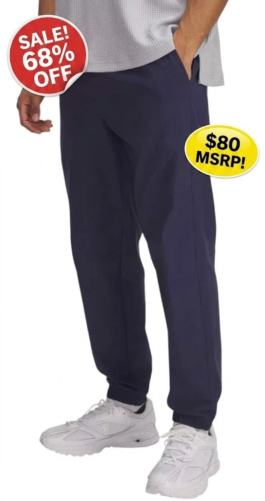 NEW Under Armour Men's Icon Woven Joggers Washed Navy/Black $80 MSRP
