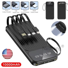 Portable Power Bank Built in Cable External Battery Backup 22.5W Fast Charging