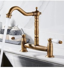 Brass Chrome Kitchen Mixer Tap Traditional Deck Mounted Lever