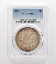 1886 Morgan Silver Dollar MS62 PCGS Beautiful Tone *6912