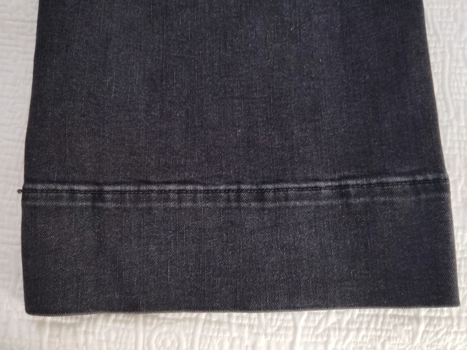 Pantalones de mezclilla negros Ann Taylor The Wide Leg para mujer con puños altos talla 6 Foto 4 de 4