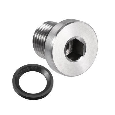 Stainless Steel Inner Hex Head M12 x 1.25 Pipe Fitting Plug with Seal Ring