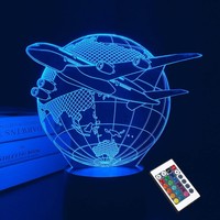 Lightzz Flugzeug 3D Illusion Nachtlicht LED Erde Tischlampe 16 Farbe