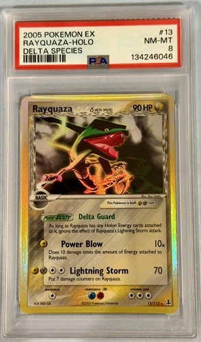 2005 POKEMON EX DELTA SPECIES #13 RAYQUAZA-HOLO PSA 8