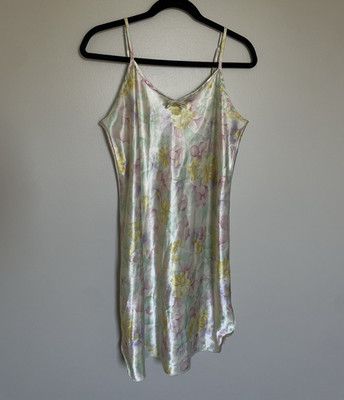 Secret Treasures Women s Satin Floral Chemise L V-Neck Sleeveless Bow Strap