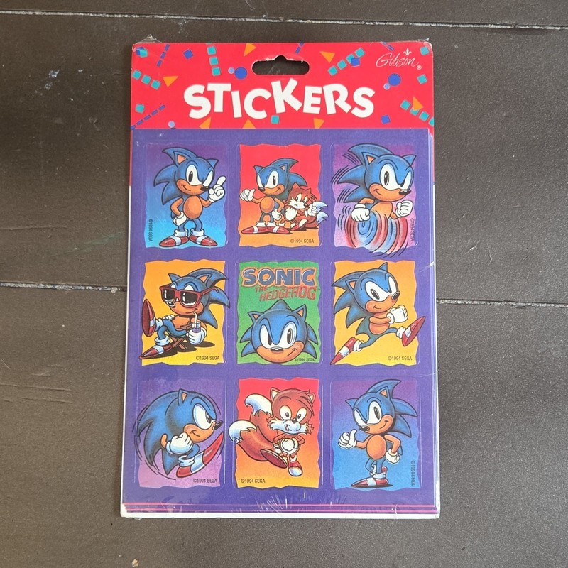 Gibson Greetings Sonic the Hedgehog & Tails Vintage Sticker Pack 1994 4 Sheets