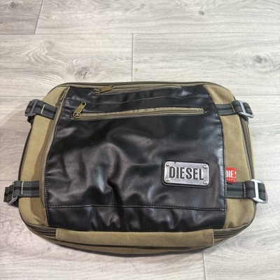 Vtg Y2k Diesel Backpack Messenger Bag Leather Canvas Rare Convertible