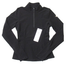 NWT Alo Alosoft 1/2 Zip Rapid Pullover in Black Solid Stretch Fitted Top S