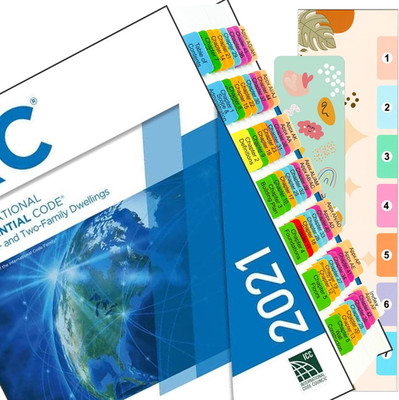 Index Tabs for International Residential Code 2021, 72 Color-Coded Laminated Wat