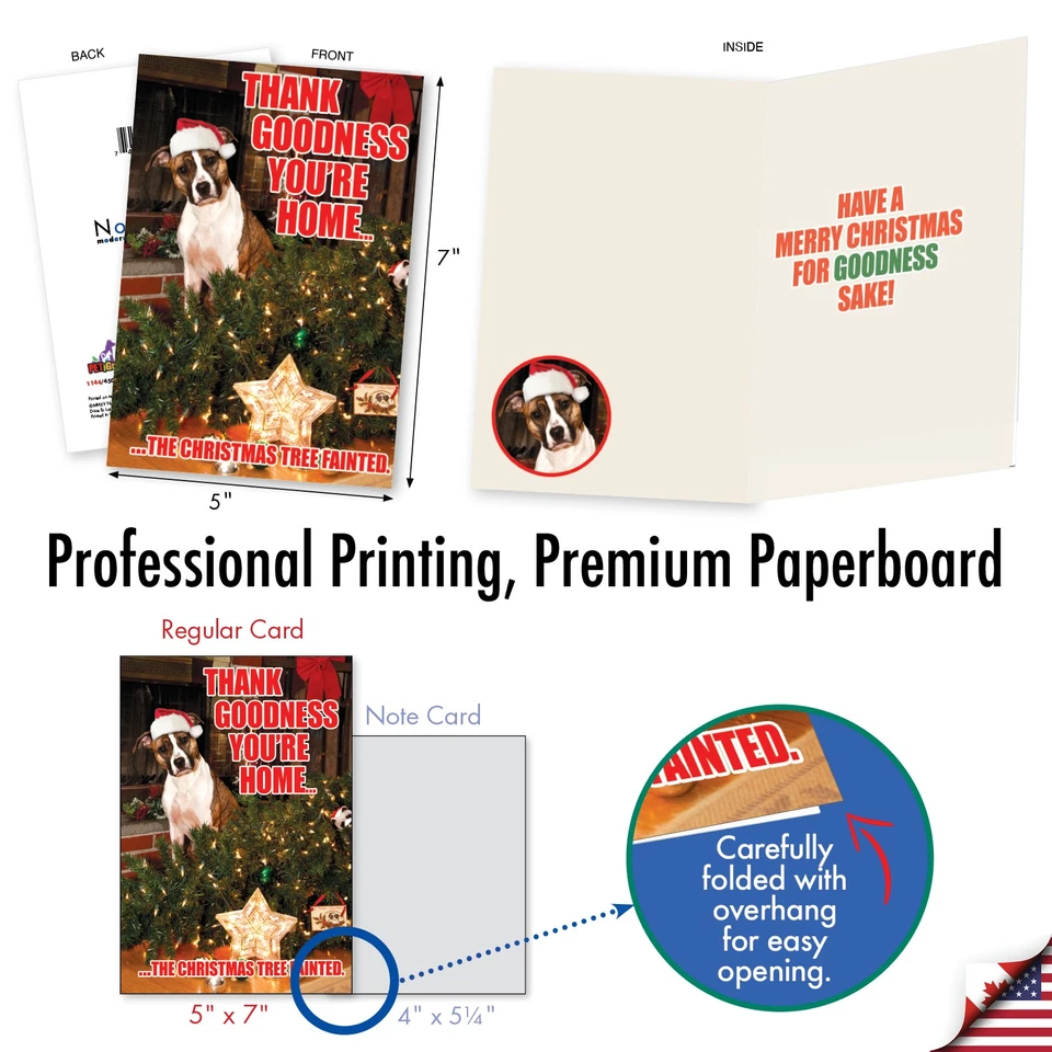 Juego surtido de 20 divertidas tarjetas de felicitación navideñas con sobres - días de acebo para perros Foto 2 de 4