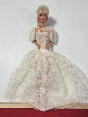 Vintage Barbie Wedding Bride Doll 1990's Wedding Gown Redress Restyle Ooak C321G