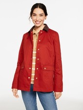 Coated Cotton Barn Jacket at Talbots, NWT 249, All size, color RED CURRANT