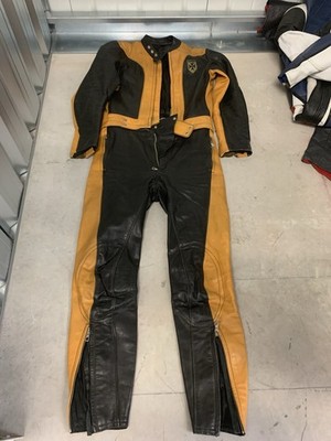 harro Motorrad  lederkombi gelb schwarz Vintage Gr 94 Ca L 70er/80er Jahren