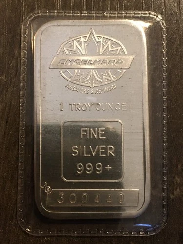 1 Oz Engelhard Maple Leaf .999 Fine Silver Bar Mint Sealed PERFECT