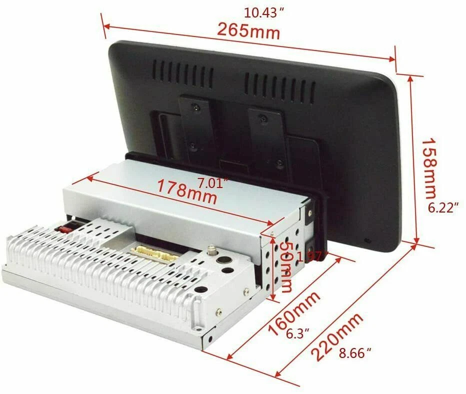 AUTORADIO ANDROID 10 POLLICI STEREO AUTO 1 DIN 2GB RAM WIFI SCHERMO ESTRAIBILE - Immagine 3 di 4